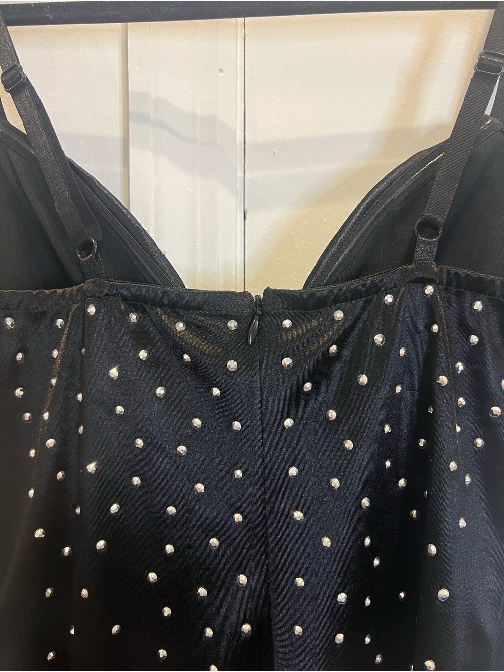 Embellished Black Mini Dress with Silver Rhinestuds - Picture 9 of 10